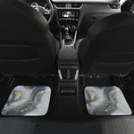 Grey Gold Liquid Marble Print Front and Back Car Floor Mats