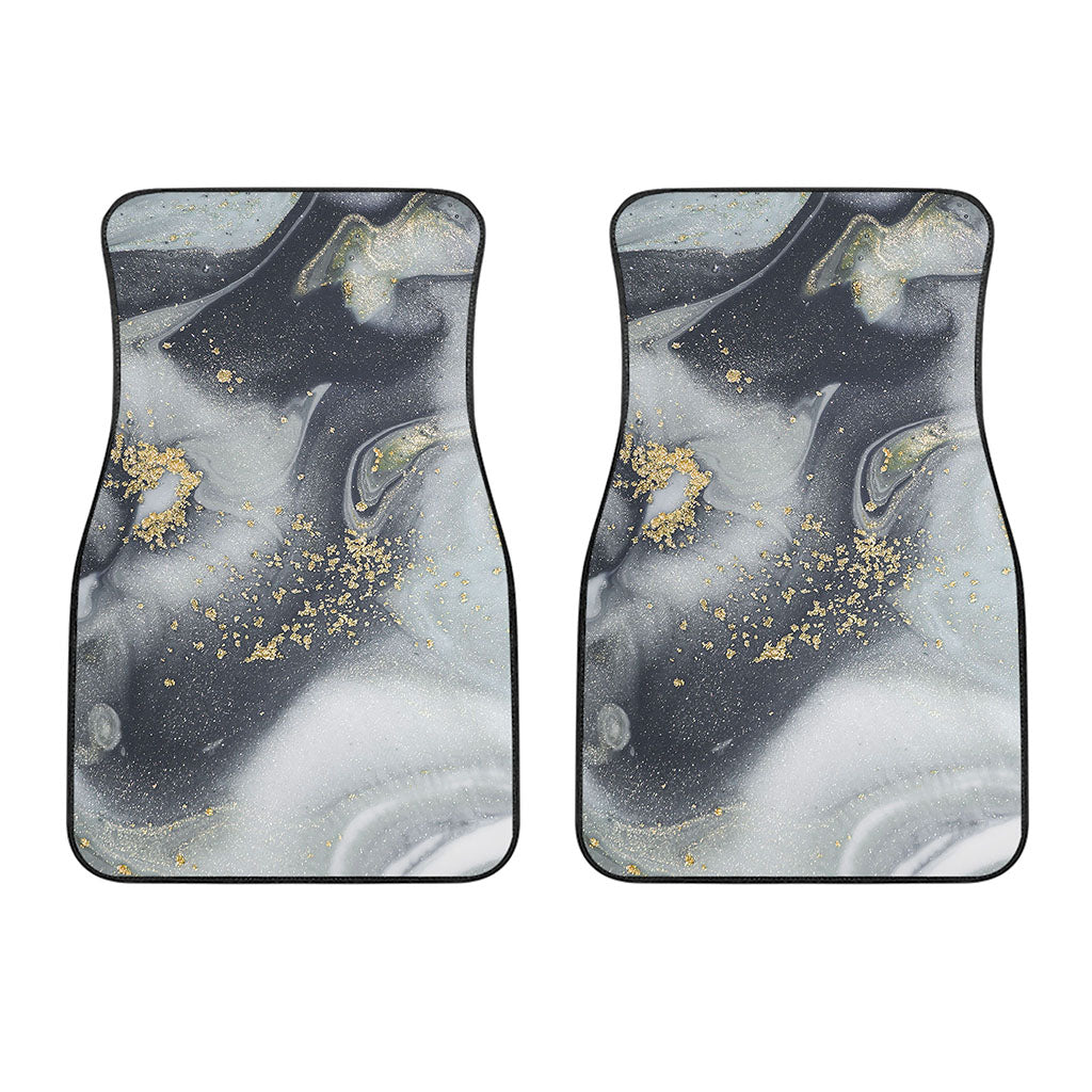 Grey Gold Liquid Marble Print Front Car Floor Mats