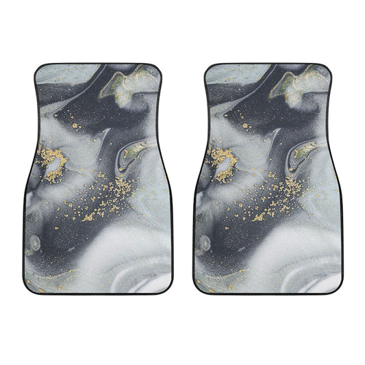 Grey Gold Liquid Marble Print Front Car Floor Mats