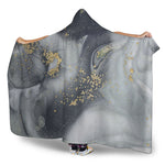 Grey Gold Liquid Marble Print Hooded Blanket