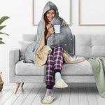 Grey Gold Liquid Marble Print Hooded Blanket