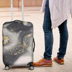 Grey Gold Liquid Marble Print Luggage Cover GearFrost