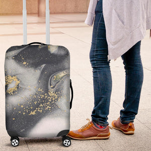 Grey Gold Liquid Marble Print Luggage Cover GearFrost