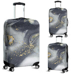 Grey Gold Liquid Marble Print Luggage Cover GearFrost