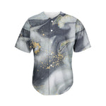 Grey Gold Liquid Marble Print Men's Baseball Jersey