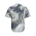 Grey Gold Liquid Marble Print Men's Baseball Jersey