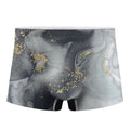 Grey Gold Liquid Marble Print Men's Boxer Briefs