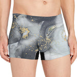 Grey Gold Liquid Marble Print Men's Boxer Briefs