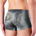Grey Gold Liquid Marble Print Men's Boxer Briefs
