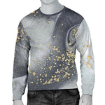 Grey Gold Liquid Marble Print Men's Crewneck Sweatshirt GearFrost