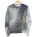 Grey Gold Liquid Marble Print Men's Crewneck Sweatshirt