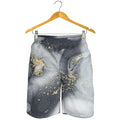 Grey Gold Liquid Marble Print Men's Shorts