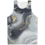 Grey Gold Liquid Marble Print Men's Tank Top