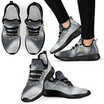 Grey Gold Liquid Marble Print Mesh Knit Shoes GearFrost