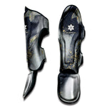 Grey Gold Liquid Marble Print Muay Thai Shin Guard