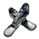 Grey Gold Liquid Marble Print Muay Thai Shin Guard