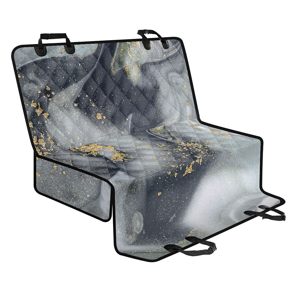 Grey Gold Liquid Marble Print Pet Car Back Seat Cover