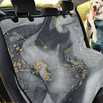 Grey Gold Liquid Marble Print Pet Car Back Seat Cover