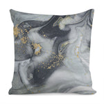 Grey Gold Liquid Marble Print Pillow Cover
