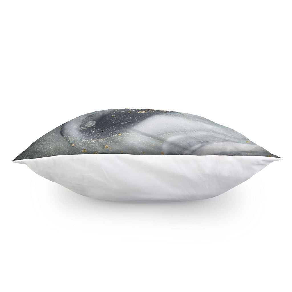 Grey Gold Liquid Marble Print Pillow Cover
