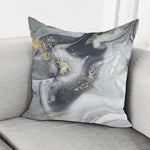 Grey Gold Liquid Marble Print Pillow Cover