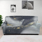 Grey Gold Liquid Marble Print Sofa Cover