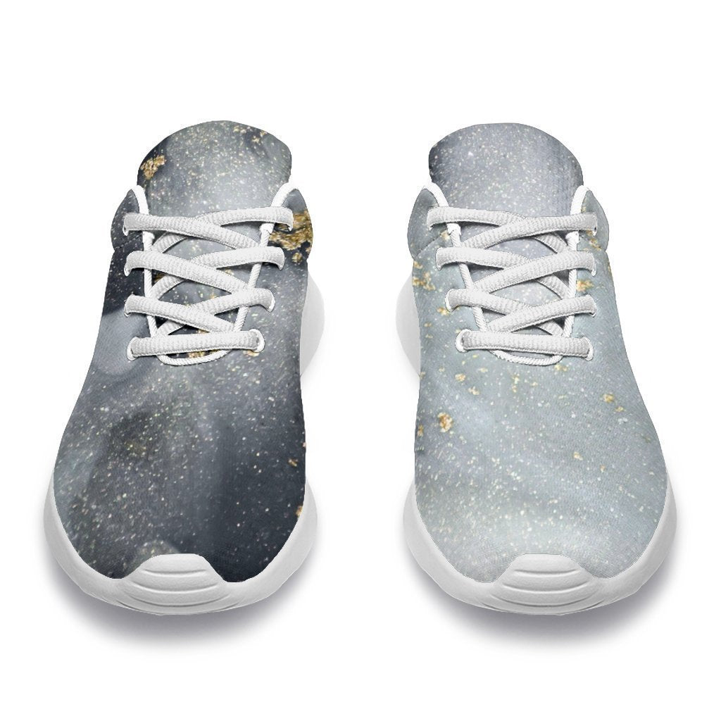 Grey Gold Liquid Marble Print Sport Shoes GearFrost