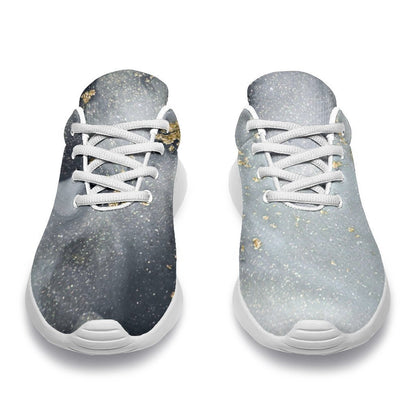 Grey Gold Liquid Marble Print Sport Shoes GearFrost