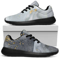 Grey Gold Liquid Marble Print Walking Shoes
