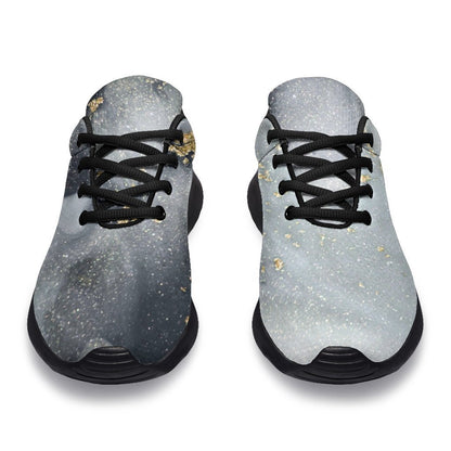 Grey Gold Liquid Marble Print Sport Shoes GearFrost