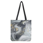Grey Gold Liquid Marble Print Tote Bag