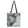 Grey Gold Liquid Marble Print Tote Bag