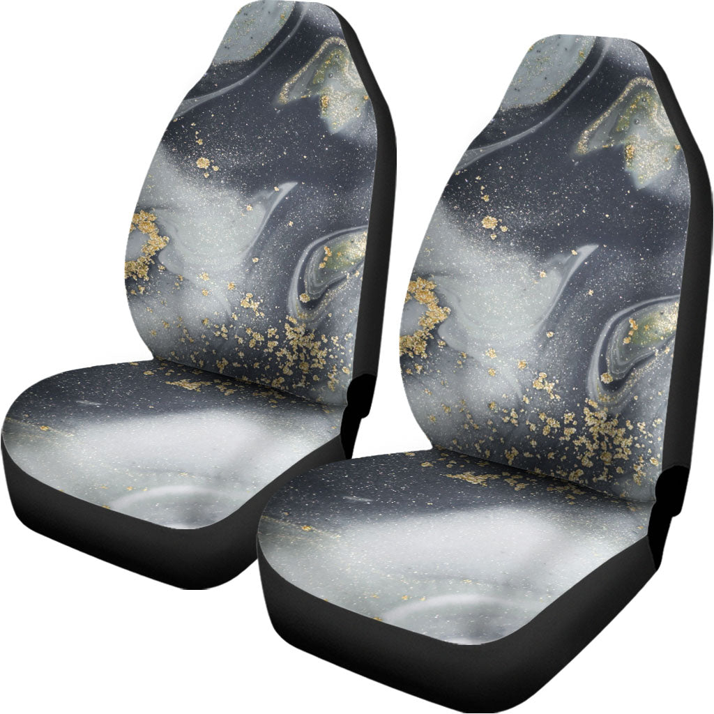 Grey Gold Liquid Marble Print Universal Fit Car Seat Covers