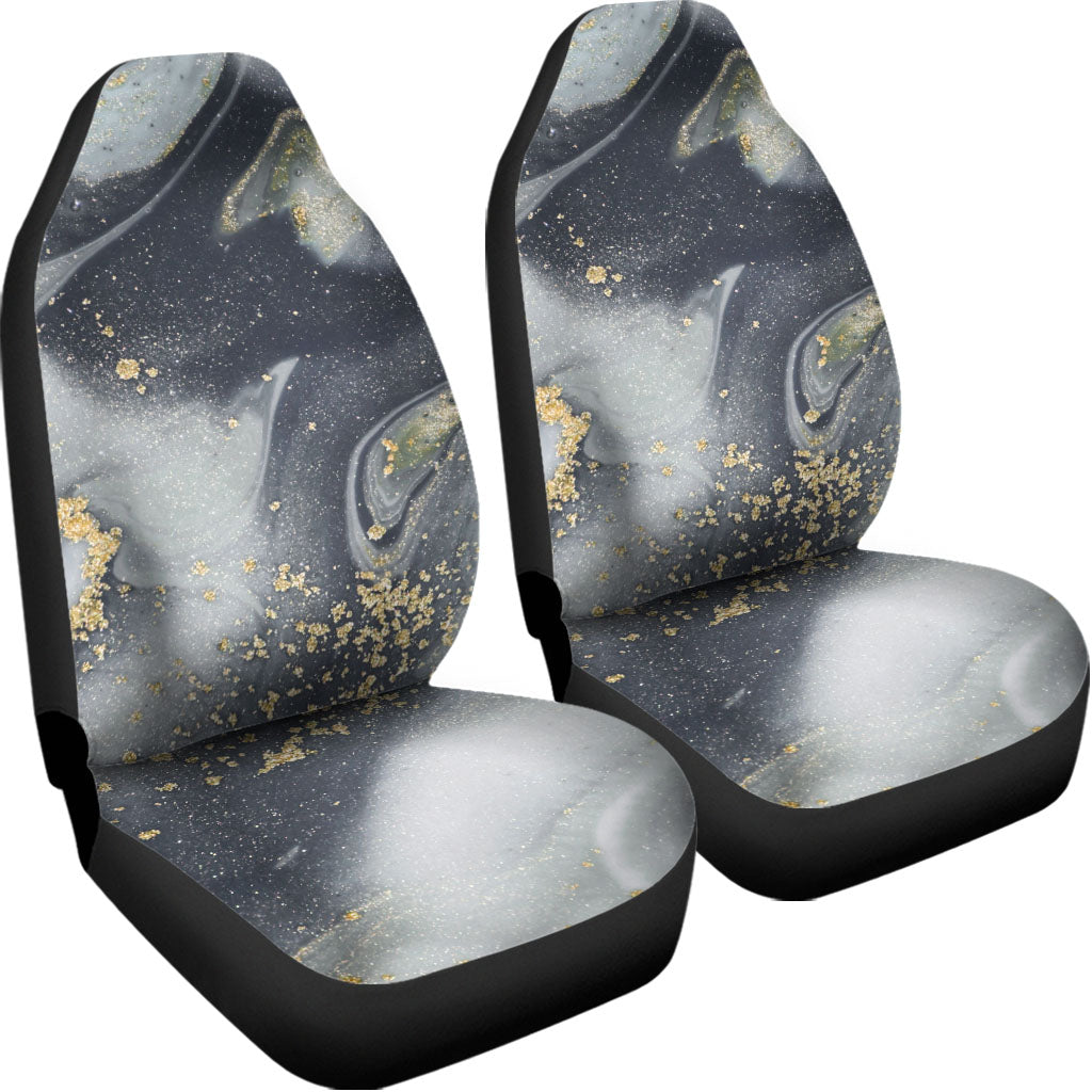 Grey Gold Liquid Marble Print Universal Fit Car Seat Covers