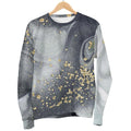Grey Gold Liquid Marble Print Women's Crewneck Sweatshirt