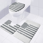 Grey Grunge American Flag Print 3 Piece Bath Mat Set