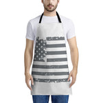 Grey Grunge American Flag Print Apron