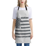 Grey Grunge American Flag Print Apron