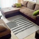Grey Grunge American Flag Print Area Rug
