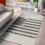 Grey Grunge American Flag Print Area Rug