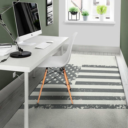 Grey Grunge American Flag Print Area Rug