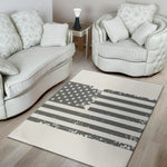Grey Grunge American Flag Print Area Rug