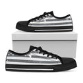 Grey Grunge American Flag Print Black Low Top Sneakers