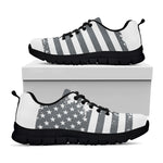 Grey Grunge American Flag Print Black Sneakers