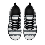 Grey Grunge American Flag Print Black Sneakers