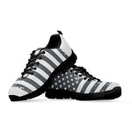 Grey Grunge American Flag Print Black Sneakers