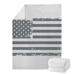 Grey Grunge American Flag Print Blanket