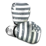 Grey Grunge American Flag Print Boxing Gloves