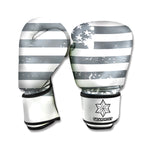 Grey Grunge American Flag Print Boxing Gloves