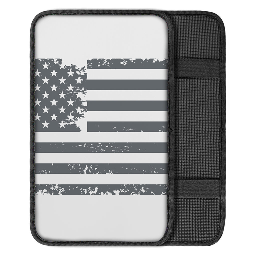 Grey Grunge American Flag Print Car Center Console Cover